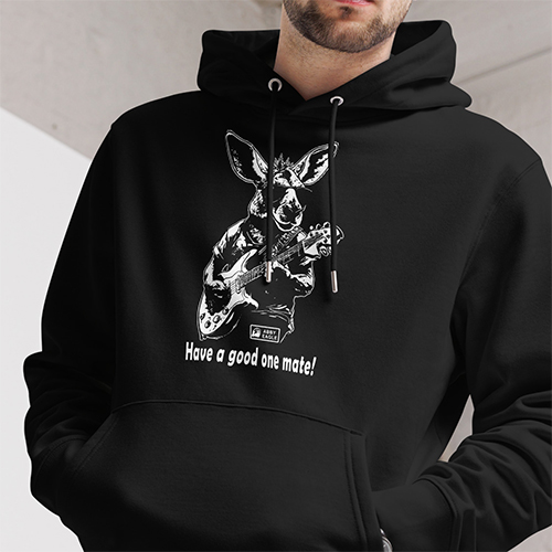 kangaroo playing guitar black hoodie