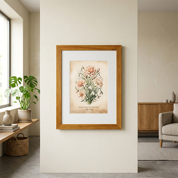 january flower, carnation print, birth flower art, floral wall art, botanical print, january birthday, carnation art, snowdrop art flower, birth month flower, minimalist art, boho wall decor, flower artwork, botanical decor